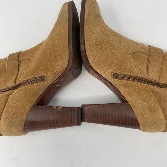 Frye Women's Mid-Calf Suede Blocked Heel Ankle Boots Tan Size 7.5 - Picture 2 of 7
